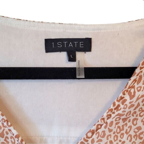 1. STATE Pink and White Leopard Print Blouse - Picture 3 of 5